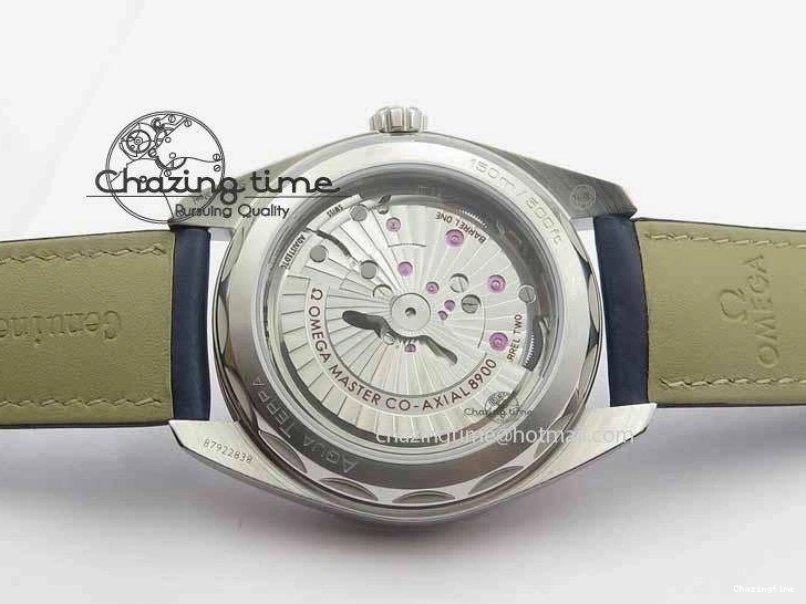 0126 Affordable 2017 Aqua Terra SS XF Best Edition Blue Textured Dial On Blue Leather Strap A 8159